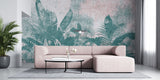 Tapet Personalizat Leaf cu plante verzi tropicale pe un fundal texturat - GRAFFITI PALM