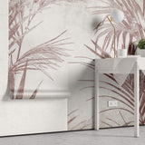 Tapet Personalizat Leaf cu frunde abstracte de palmier in nuante rosiatice - BOHO PINK PALM