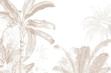 Tapet Personalizat Leaf cu plante tropicale bej pe un fundal alb - TROPICAL BEIGE ABSTRACT