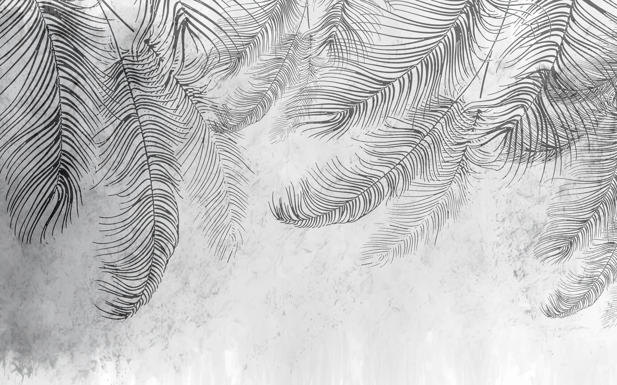 Tapet Personalizat Leaf cu frunze de palmier abstracte in nuante de gri - THIN PALM LEAVES