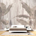 Tapet Personalizat Leaf cu bananieri intr-un fundal gri texturat - PINKY BANANA TREES