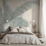 Tapet Personalizat Leaf cu frunze de palmier verzi intr-un fundal crem - CALIFORNIA TORRID