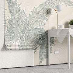 Tapet Personalizat Leaf cu frunze de palmier verzi intr-un fundal crem - CALIFORNIA TORRID
