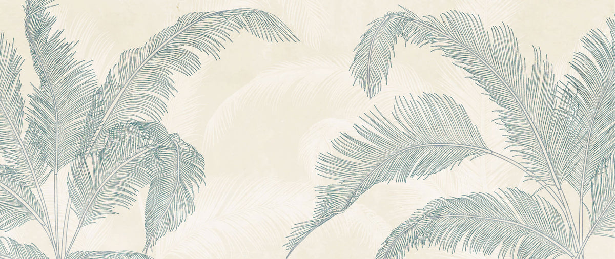 Tapet Personalizat Leaf cu frunze de palmier verzi intr-un fundal crem - CALIFORNIA TORRID