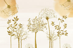 Tapet Personalizat Leaf cu copaci si plante aurii - GOLDEN ROOTS