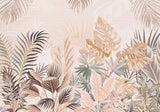 Tapet Personalizat Leaf cu frunze roz pastel intr-un fundal texturat - PAPER LIKE TROPICAL