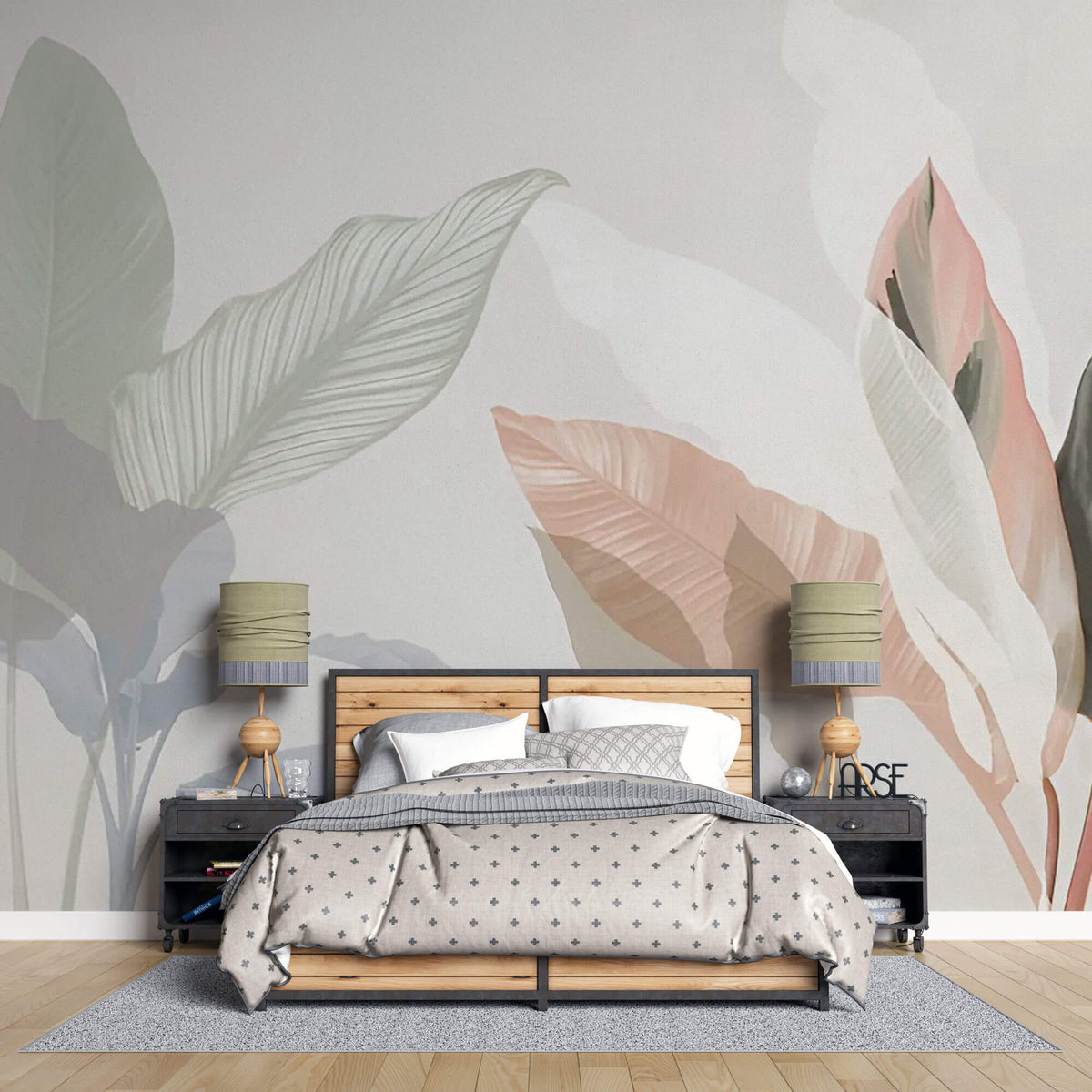 Tapet Personalizat Leaf cu frunze pastel cu textura de fundal - HEAVENLY LEAF