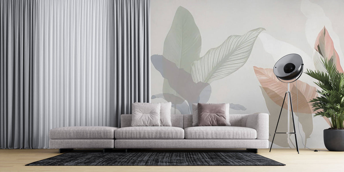 Tapet Personalizat Leaf cu frunze pastel cu textura de fundal - HEAVENLY LEAF