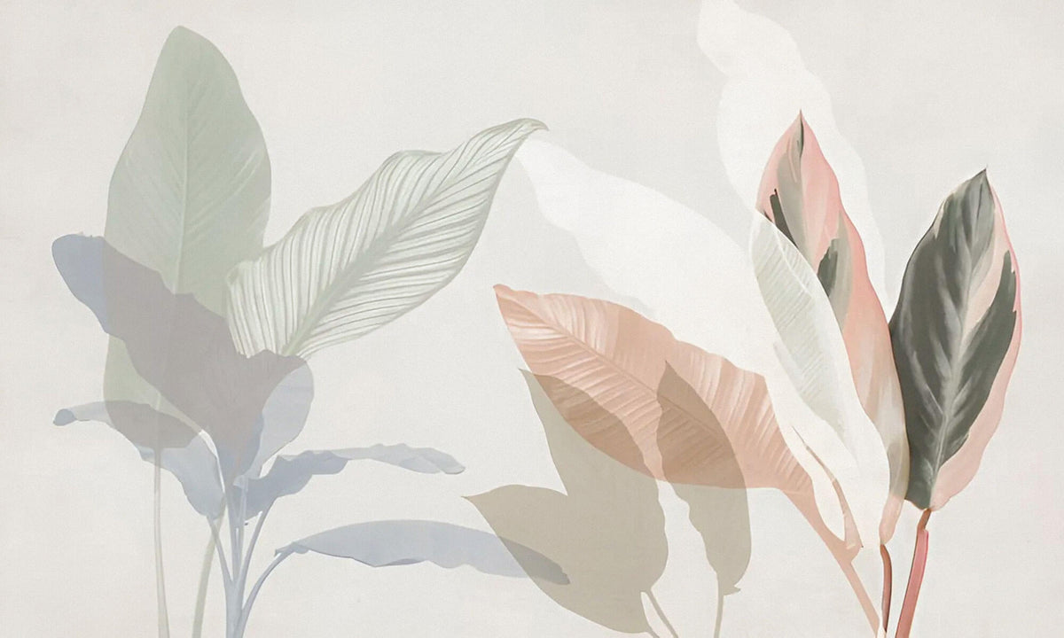 Tapet Personalizat Leaf cu frunze pastel cu textura de fundal - HEAVENLY LEAF