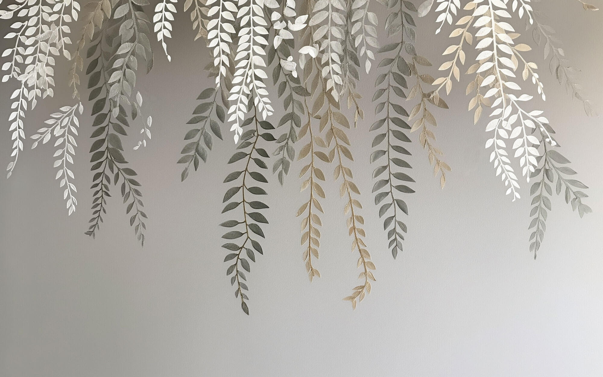 Tapet Personalizat Leaf cu frunze curgatoare texturate - HANGING ABSTRTACT LEAVES