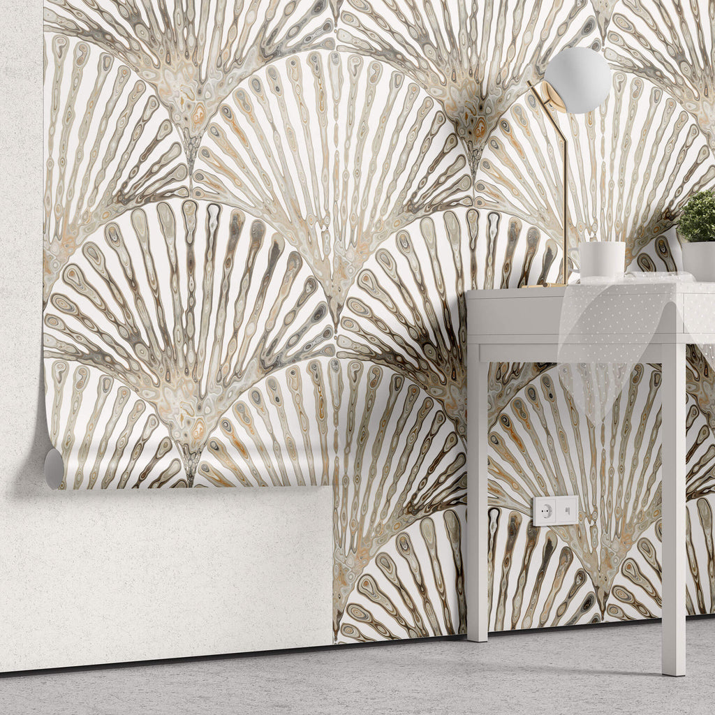 Tapet Personalizat Leaf cu frunze evantai cu textura abstracta - LIQUID SHELL LEAF