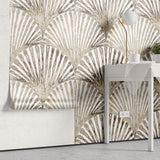 Tapet Personalizat Leaf cu frunze evantai cu textura abstracta - LIQUID SHELL LEAF