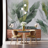 Tapet Personalizat Leaf cu frunze verzi tropicale pe un fundal alb texturat - TROPICAL FADE