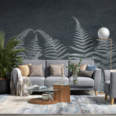 Tapet Personalizat Leaf cu frunze de feriga pe un fundal de stucco - STUCCO FERN