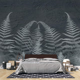 Tapet Personalizat Leaf cu frunze de feriga pe un fundal de stucco - STUCCO FERN