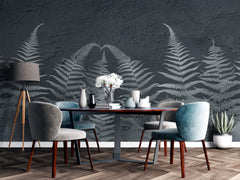 Tapet Personalizat Leaf cu frunze de feriga pe un fundal de stucco - STUCCO FERN