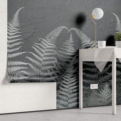 Tapet Personalizat Leaf cu frunze de feriga pe un fundal de stucco - STUCCO FERN
