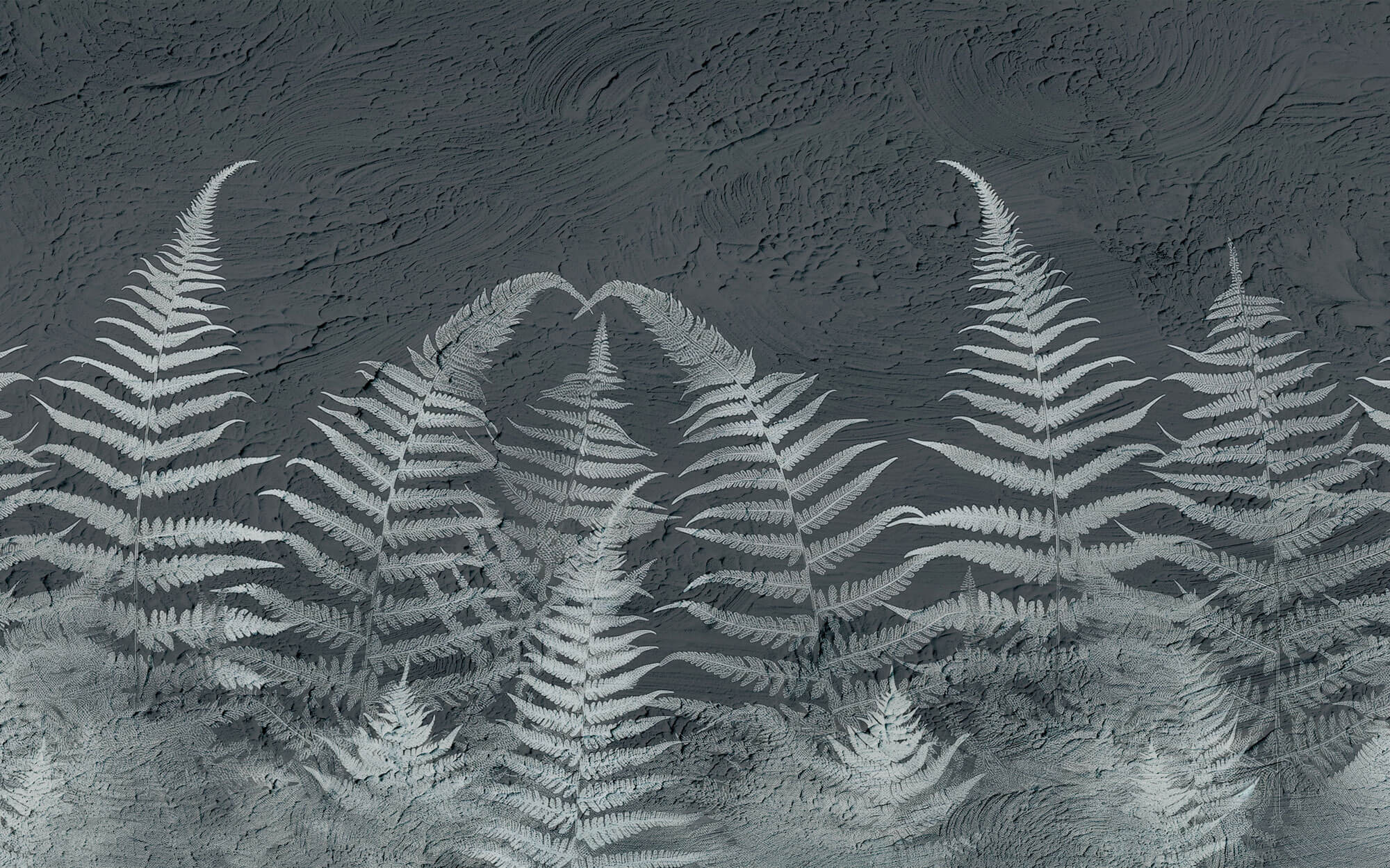 Tapet Personalizat Leaf cu frunze de feriga pe un fundal de stucco - STUCCO FERN