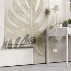 Tapet Personalizat Leaf cu frunze de monstera in nuante aurii - MIXED TEXTURE MONSTERA