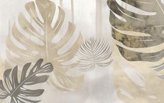 Tapet Personalizat Leaf cu frunze de monstera in nuante aurii - MIXED TEXTURE MONSTERA