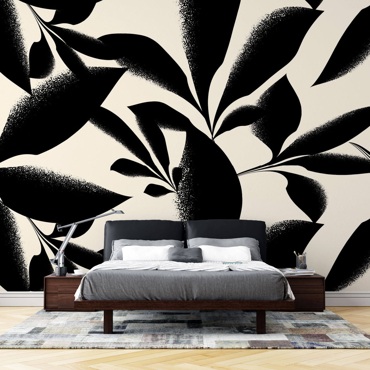 Tapet Personalizat Leaf cu frunze pictate in stil japonez - JAPANESE LEAVES