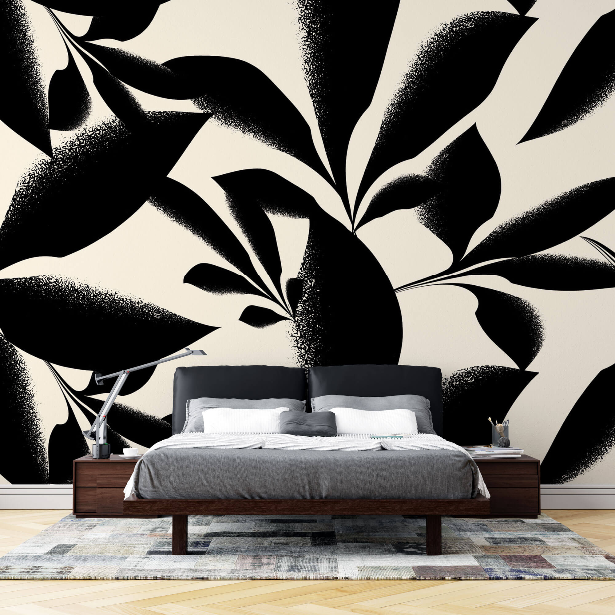Tapet Personalizat Leaf cu frunze pictate in stil japonez - JAPANESE LEAVES