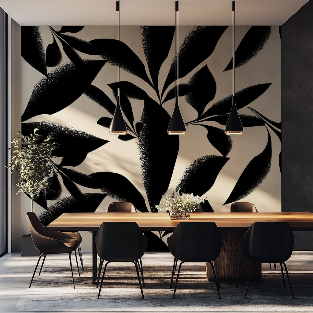 Tapet Personalizat Leaf cu frunze pictate in stil japonez - JAPANESE LEAVES