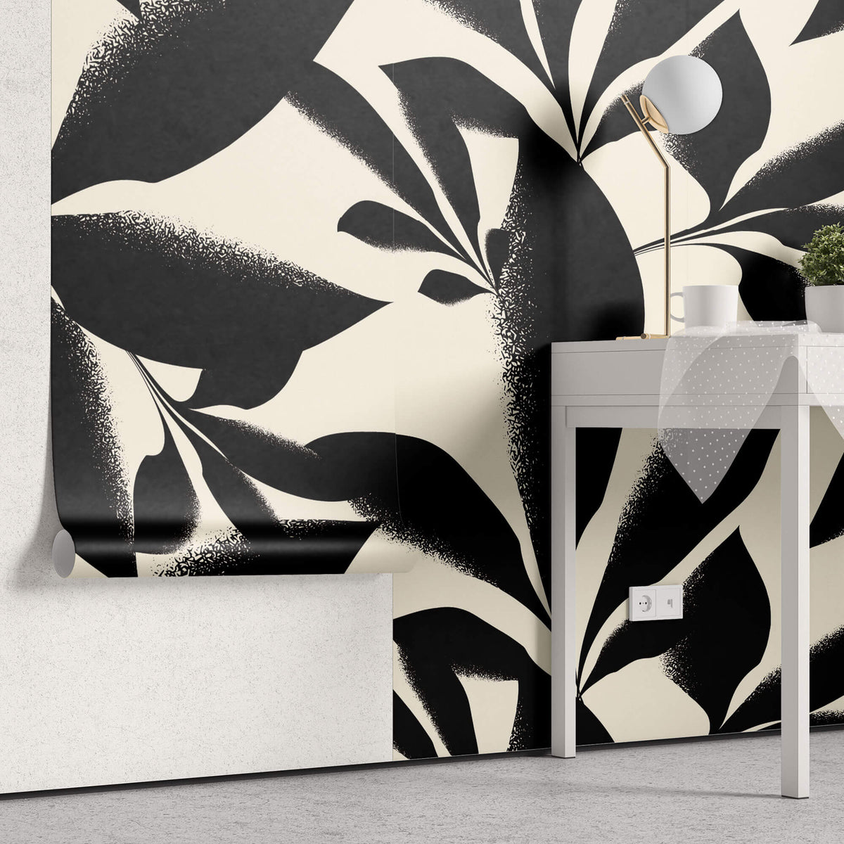 Tapet Personalizat Leaf cu frunze pictate in stil japonez - JAPANESE LEAVES