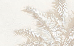 Tapet Personalizat Leaf cu frunze de palmier albe intr-un fundal bej - SPRAY PALMS