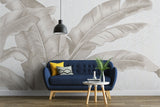 Tapet Personalizat Leaf cu frunze bej de bananier pe un fundal de plaster - DOTS BANANA LEAVES