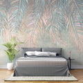 Tapet Personalizat Leaf cu frunze multicolore de palmier in nuante de roz si verde - PINKY BLUE TALES