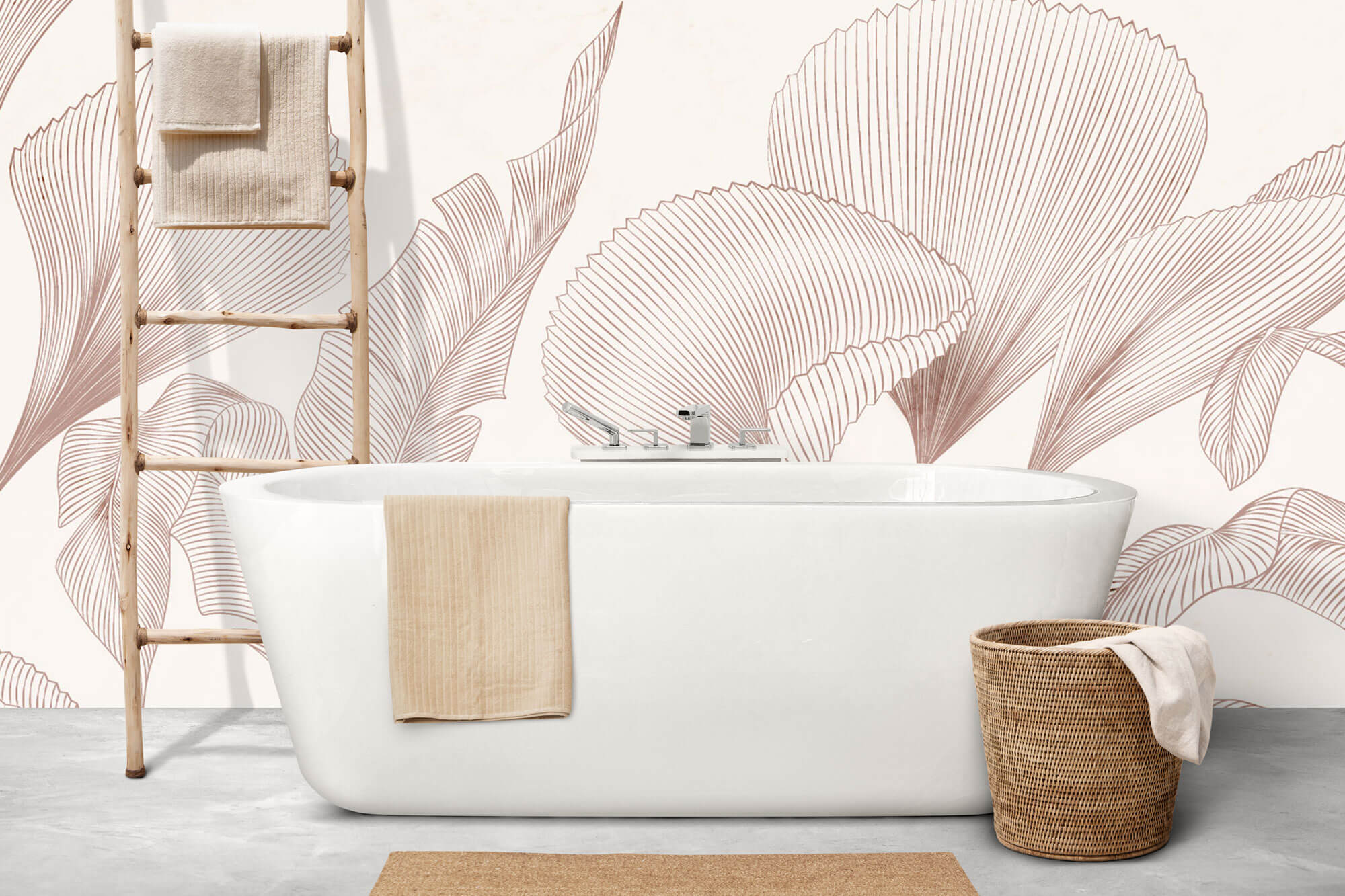 Tapet Personalizat Leaf cu frunze abstracte texturate - MINIMALIST LINE LEAVES