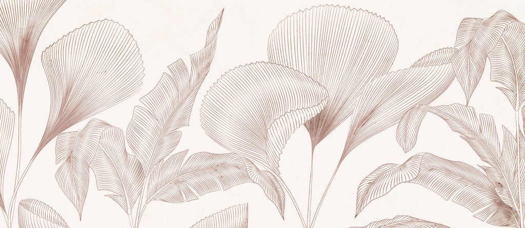 Tapet Personalizat Leaf cu frunze abstracte texturate - MINIMALIST LINE LEAVES