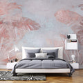 Tapet Personalizat Leaf cu frunze tropicale in nuante de roz si fundal texturat - PINK LEAF WALL