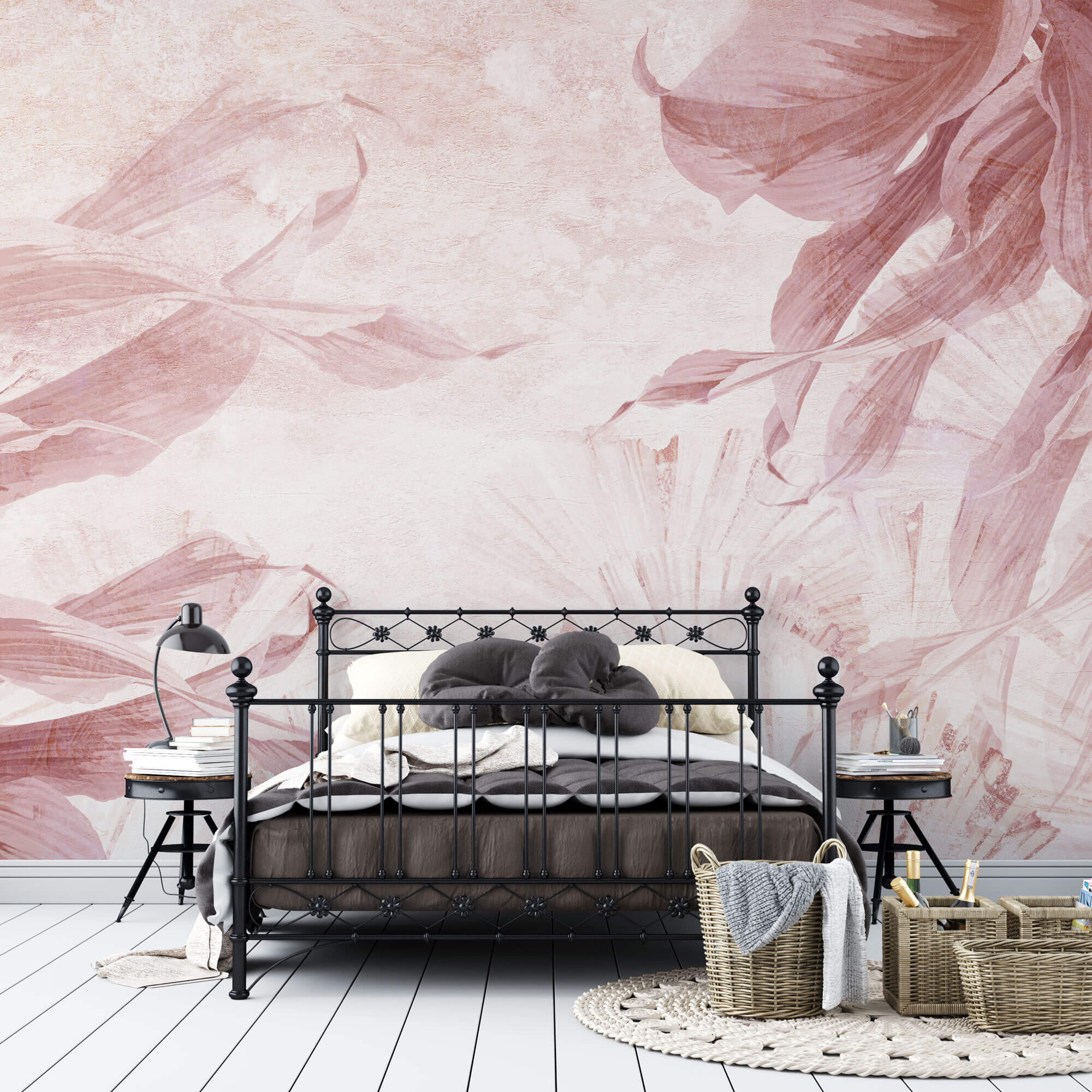 Tapet Personalizat Leaf cu frunze in nuante de roz - PLASTER PINK LEAF
