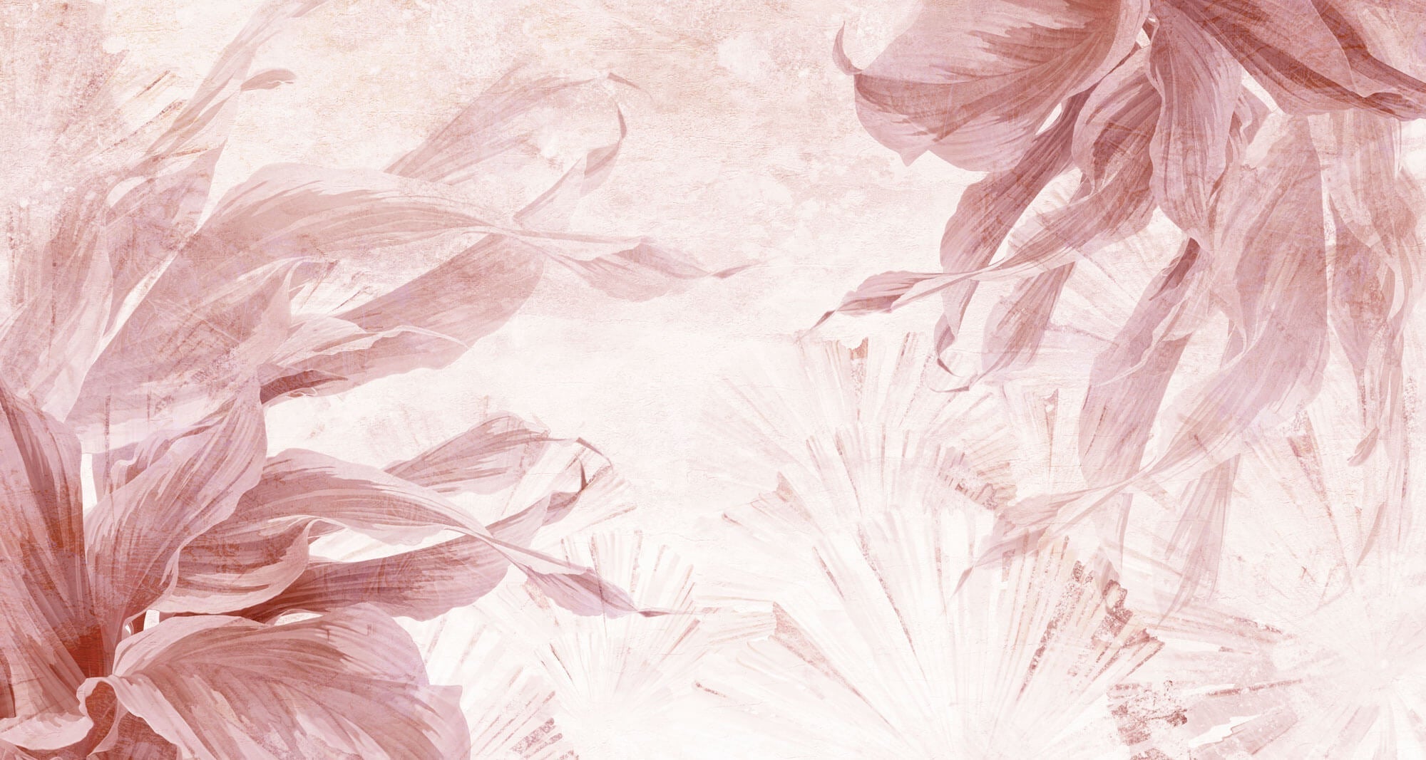 Tapet Personalizat Leaf cu frunze in nuante de roz - PLASTER PINK LEAF