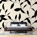 Tapet Personalizat Leaf cu funze negre pictate in stil minimalist japonez - JAPANDI BOTANIC