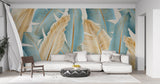 Tapet Personalizat Leaf cu frunze aurii si albastre - FREEDOM FEATHERS