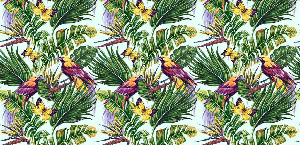 Tapet personalizat - BUTTERFLIES & BIRDS OF PARADISE