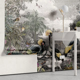 Tapet tropical personalizat tropical cu aspect de Tablou cu peisaj din jungla tropicala cu pasari si plante exotice exotic canvas