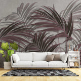 Tapet tropical personalizat cu frunze tropicale de palmier salbatic rosiatic pe fundal gri texturat picabeen palm