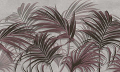 Tapet tropical personalizat cu frunze tropicale de palmier salbatic rosiatic pe fundal gri texturat picabeen palm