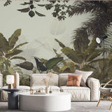 Tapet tropical personalizat cu plante tropicale  frunze tropicale de monstera bananier palmier flori tropicale efect de jungla amazoniana tropical canvas