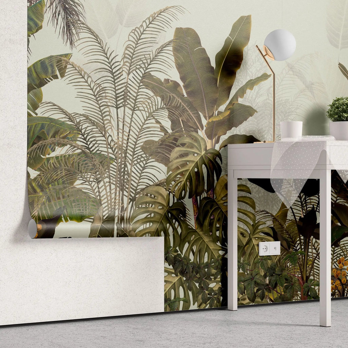 Tapet tropical personalizat cu plante tropicale  frunze tropicale de monstera bananier palmier flori tropicale efect de jungla amazoniana tropical canvas