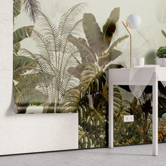 Tapet tropical personalizat cu plante tropicale  frunze tropicale de monstera bananier palmier flori tropicale efect de jungla amazoniana tropical canvas