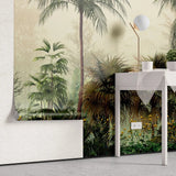Tapet tropical personalizat cu frunze si plante si flori tropicale intr un cadru luminos tropical flora