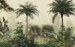Tapet tropical personalizat cu frunze si plante si flori tropicale intr un cadru luminos tropical flora