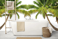 Tapet personalizat tropical cu palmier pe un fundal alb hawaii
