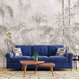Tapet personalizat tropical cu bambus pe un fundal deschis white jungle