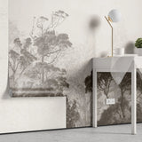 Tapet personalizat tropical cu jungla tropicala in nuante de gri si ceata grey safari